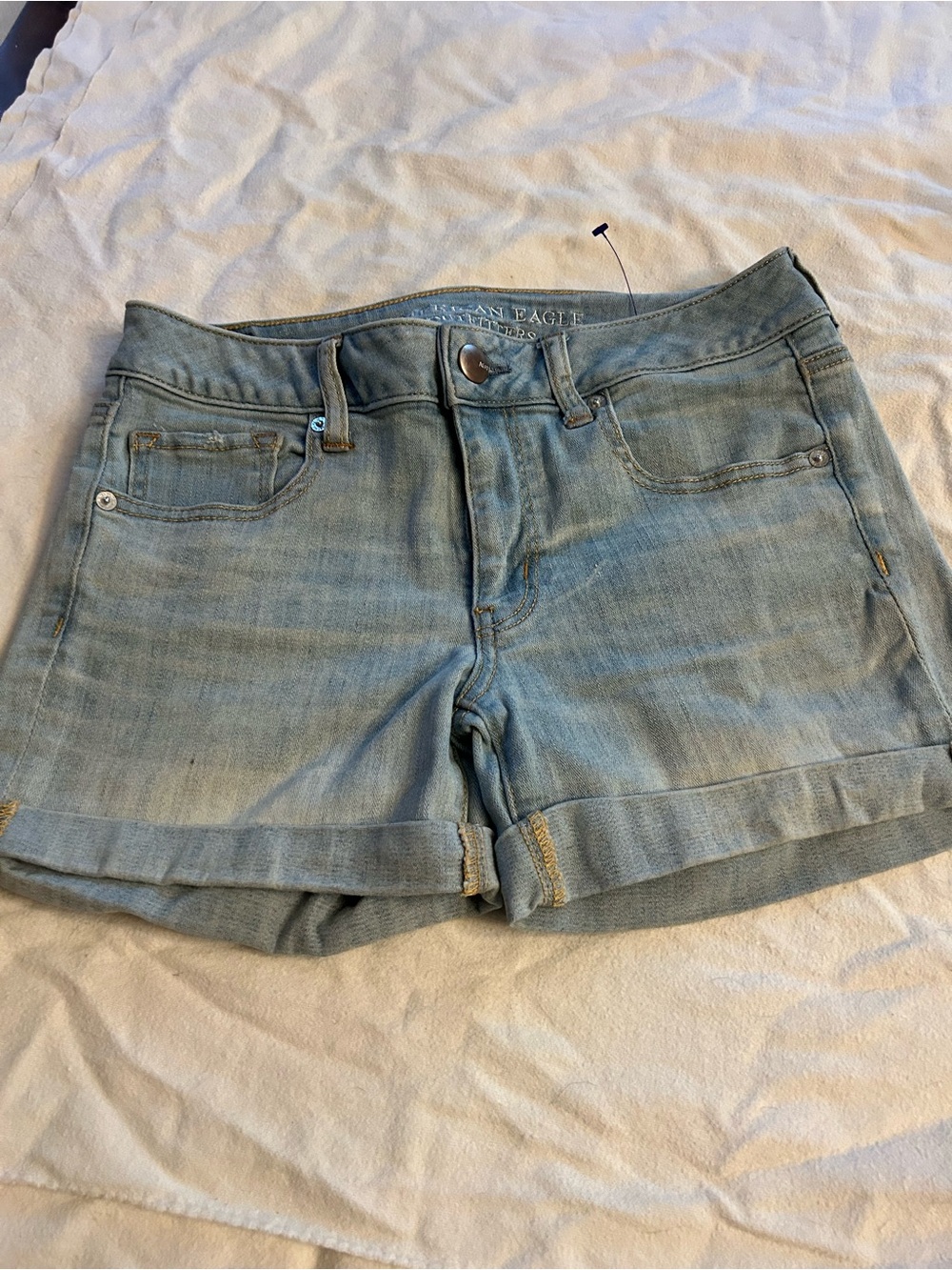 American Eagle Outfitters Light Wash Denim Cuffed Shorts